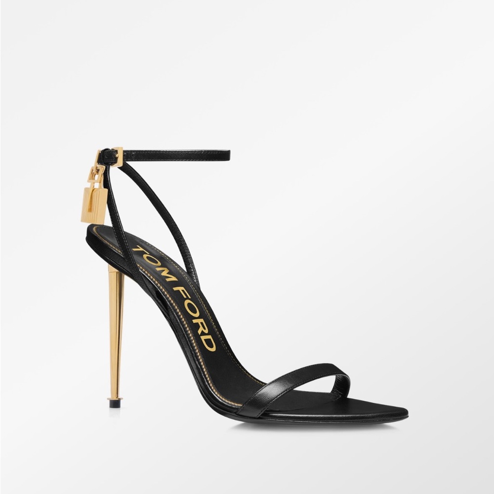 Authentic Tom Ford Black Heels with Gold Accents